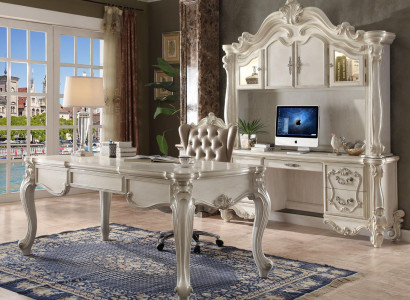 Büroschrëft Dësch + Stil Stëll Holzstull Schreifdësch 3 Stéck Set Computerstësch