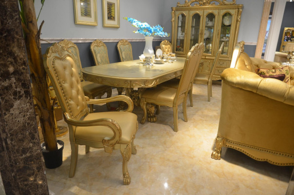 Kinnekräichen Iessdësch mat 6x Stull Komplett Deko Iesszëmmer 7 Deeler.