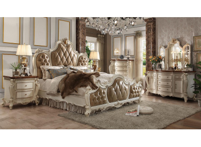 Klassesch Bett Duebelbett Design Bett 2x Nuetsdëscher Holzbetter Nei