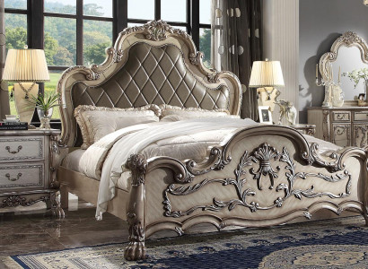 Barock Bett 2x Nuetsdësch 3 Stéck Schlofzëmmer Garnitur Design Luxus Schlofzëmmer