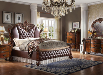 Bett 2x Nuetsdëscher 3-deel. Set Miwwelen Barock Rokoko Schlofzëmmer 180x200