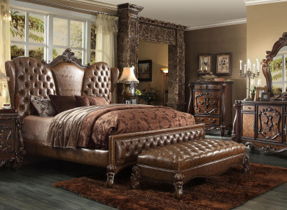 Bett-Nuetsdësch 3-deeleger Schlofkummer-Set Chesterfield Luxus-Schlofkummer