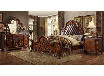 Bett 2x Nuetsdëscher 3tlg. Set Miwwelen Barock Rokoko Schlofzëmmer Set
