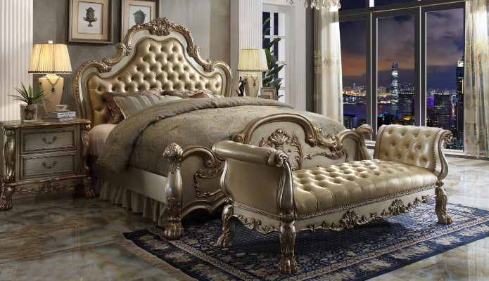 Bett 2x Nuetsdësch 3 tlg. Schlofkummer Set Luxus Better Chesterfield Lieder