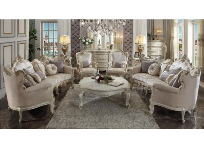 Halbronnen Véiersëtzer Wunnzëmmer Couch Textil Barock Rokoko Luxus Sofa