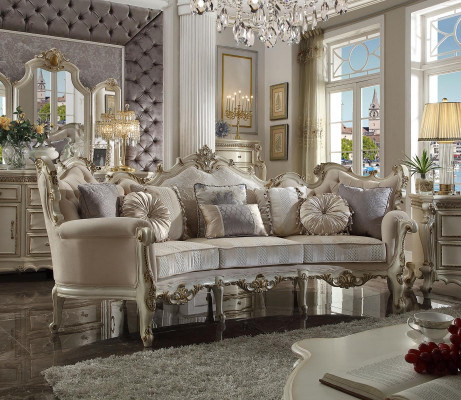 Halbronnen Véiersëtzer Wunnzëmmer Couch Textil Barock Rokoko Luxus Sofa