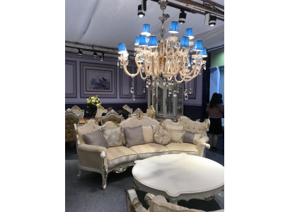 Exklusiv aus Holz geschnëtzte Véiersëtzer XXL Canapé Barock Rokoko Textil Canapé Ronn