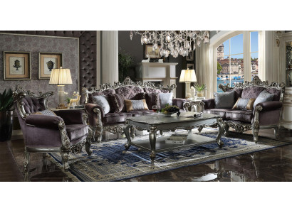 Helle Barock Wunnzëmmer Miwwelen Sofa Textil Couch Dräisëtzer Sëtz Polster