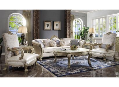 Exklusiv Holz geschnëtzte Véiersëtzer XXL Canapé Barock Rokoko Lieder Sofa