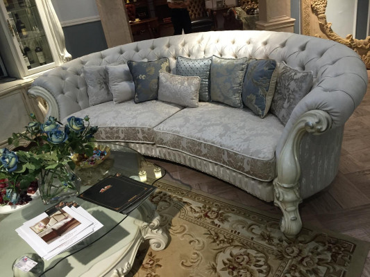Klassesch Véiersëtzer Wunnzëmmer Canapé Stoff Barock Rokoko Luxus Sofa