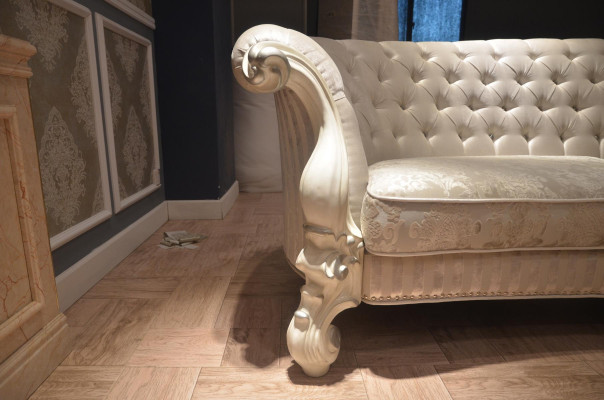Sofa 4-Sëtz Canapé Design Gestofftéiert Chesterfield Sëtz Garnitur Lieder Textil
