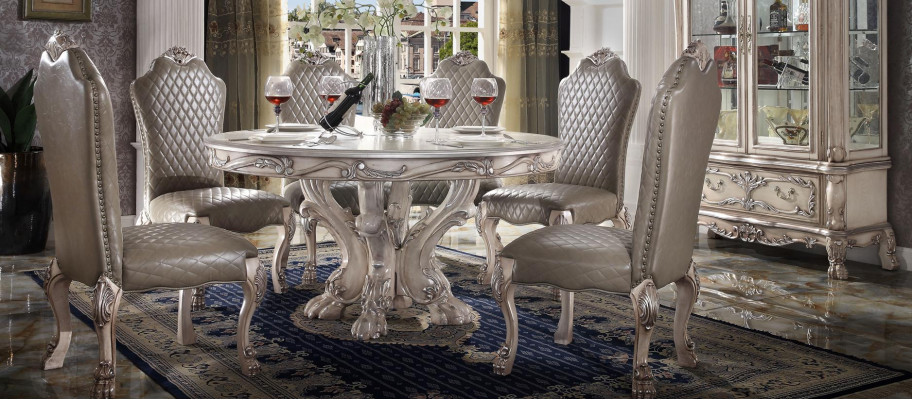 Iesszëmmer Stull Sesselle Set 6x Stull ouni Aarmlehnen Luxus Sessel Barock Still