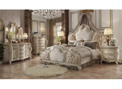 Designer Schlofzëmmer Bett 2x Nuetsdëscher Kommode 4-Deeler Set Nei 180x200cm