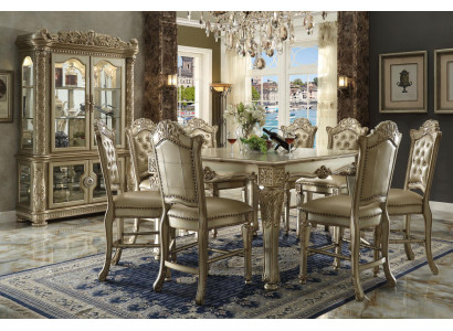 Gold Grupp Designer Iessdësch mat x8 Still Iesszëmmer Miwwelen 9tlg.