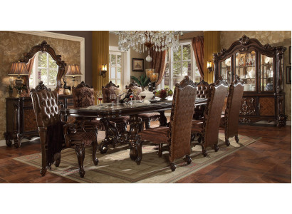 Klassescht Komplettsset Iessdësch + x6 Chesterfield Still Iesszëmmer Garnitur