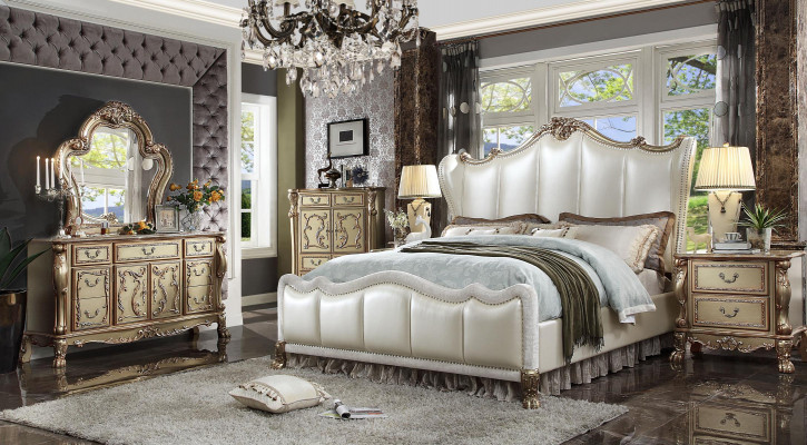 Design Luxus Schlofzëmmer Set Deko Bett 2x Nuetsdëscher Kommode Garnitur