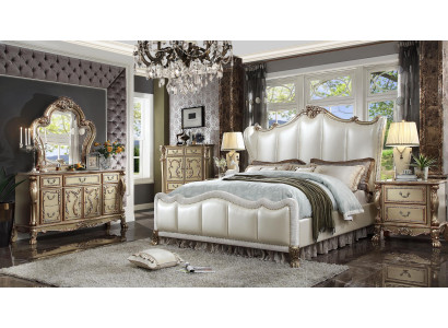 Design Luxus Schlofzëmmer Set Deko Bett 2x Nuetsdëscher Kommode Garnitur