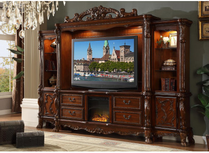 Wunnwand TV Wand Holz Stil Barock Regal Klassesch Wunnzëmmer Miwwelen