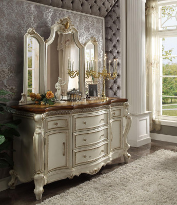 Buffet Schank Kommode mat Spigel Handaarbecht Echt Holz Rokoko Barock