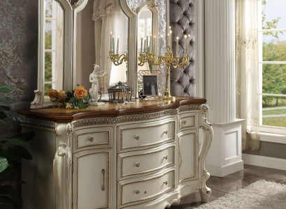 Buffet Schank Kommode mat Spigel Handaarbecht Echt Holz Rokoko Barock