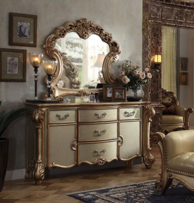 Buffet Anrichte Kommode Spigel Eechte Handaarbecht Holz Klassesch Barock Rokoko