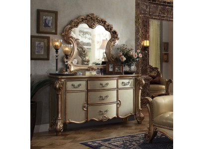 Buffet Anrichte Kommode Spigel Eechte Handaarbecht Holz Klassesch Barock Rokoko