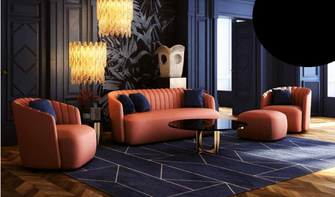 Set 3 tlg. Sofa Garnitur 3+2+1 Sëtzer Garnitur Sofa Stoff Sofas Fautteuil Orange Nei