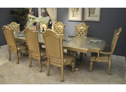 Komplett Beige Iesszëmmerambiance Designer Iessdësch mat Still
