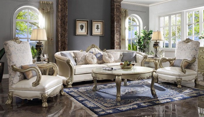 Luxus Miwwelen Sofagarnitur Couch Sofa Polster 4+1+1 Sëtzer mat Dësch.