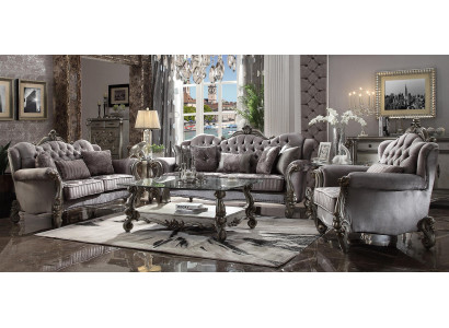 Chesterfield Canapé-Garnitur Couch Polster Grupp Klassik 3+2+1 Sëtzer Set Holz Sofa