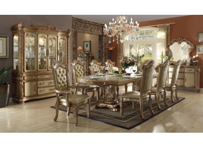 Royale Chesterfield Iesszëmmer Set Edel Iessdësch mat Chesterfield x8 Stull.