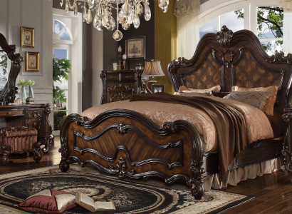 Schlofkummer Nuetsdëscher Set Bett 5 Stéck. Rokoko Barock Antik Stil Holz Bett