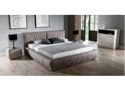 Bett Braun Schlofkummer Holz Miwwelen Textil Klassesch Art déco Stil