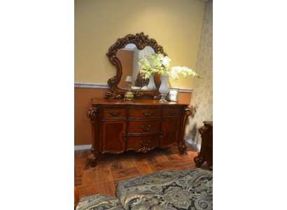 Buffet Anrichte Kommode Spigel Eechte Handaarbecht Holz Barock Rokoko