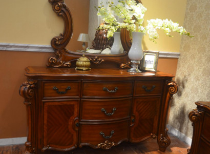 Buffet Anrichte Kommode Spigel Eechte Handaarbecht Holz Barock Rokoko