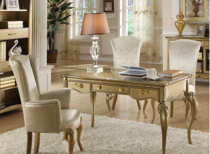 Büro Set Ariichtung Schreifdësch Garnitur Holz Dësch Still Barock Rokoko 2tlg.