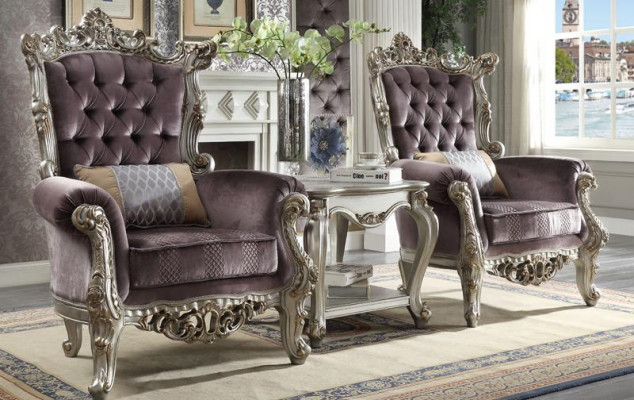 Polster 1 Sëtz Antik Stil Stull Beige Barock Holz Troun Kinnekleche Fautteuil