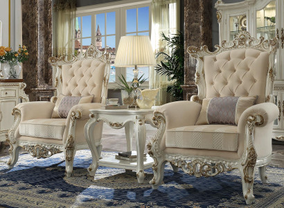 Thronsessel Kinnekslënsstull 1 Sëtz Antik Stil Still Beige Holz Barock