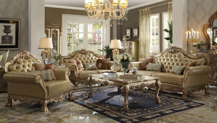 Luxus Sofagarnitur 3+2+1 Sëtz Couchtisch Miwwel Canapé Sofa Neit Barock