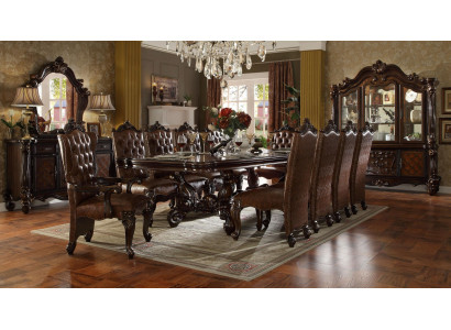 Komplett Iessgrupp Esszëmmer Garnitur 10 Chesterfield Lehnstill Dësch