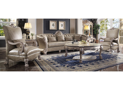 Sofa Këssen Dësch aus Holz 4tlg Luxus Miwwelen Sofagarnitur Couch Sofa Garnitur