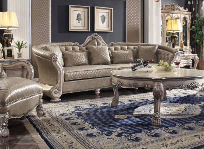 Sofa Këssen Dësch aus Holz 4tlg Luxus Miwwelen Sofagarnitur Couch Sofa Garnitur