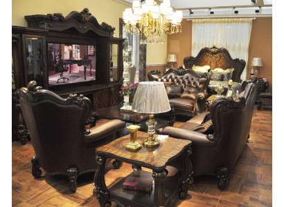 Sofagarnitur 321 Sëtzer Sofa Couch Lieder Garnitur Polsterset Holz Barock