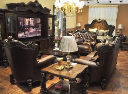 Sofagarnitur 321 Sëtzer Sofa Couch Lieder Garnitur Polsterset Holz Barock
