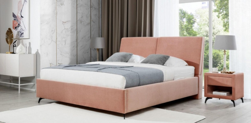 Bett Rosa Schlofzëmmer Holz Miwwelen Textilien Hotel Better Art déco Stil