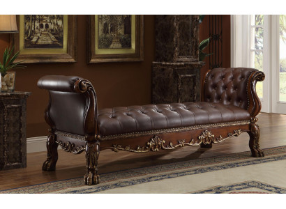 Chesterfield Canapé-Lige Ottoman Sofa Echt Lieder Relax Sëtz.