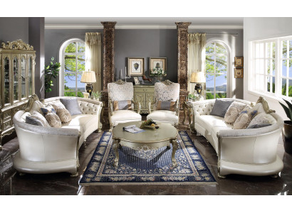 Luxus Chesterfield Sofagarnitur 4+4+1+1 Sëtzer mat Dësch Miwwelen Canapé