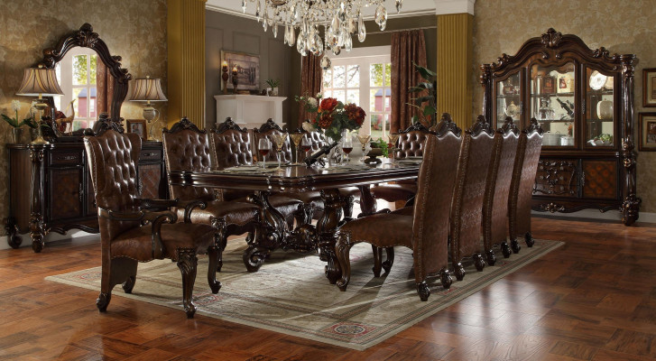 Klassesch Barock Iesszëmmer Set Luxus Iessdësch Chesterfield Still 14 Deeler Set