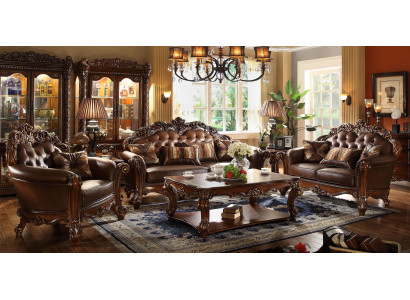 Klassesch Garnitur 3+2+1+1 Sëtz Sofagarnitur Canapé Sofa Lieder Sofa