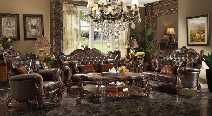 Luxus Chesterfield Sofa-Garnitur 3+2+1 Sëtzer + Couchtisch Miwwelen Canapé